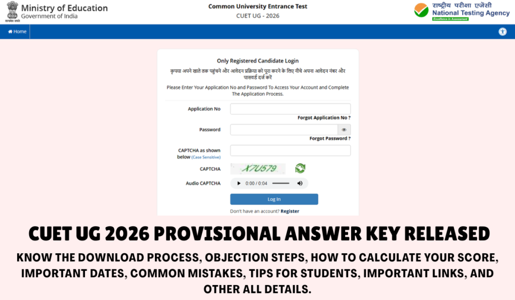CUET UG 2026 Provisional Answer Key Released