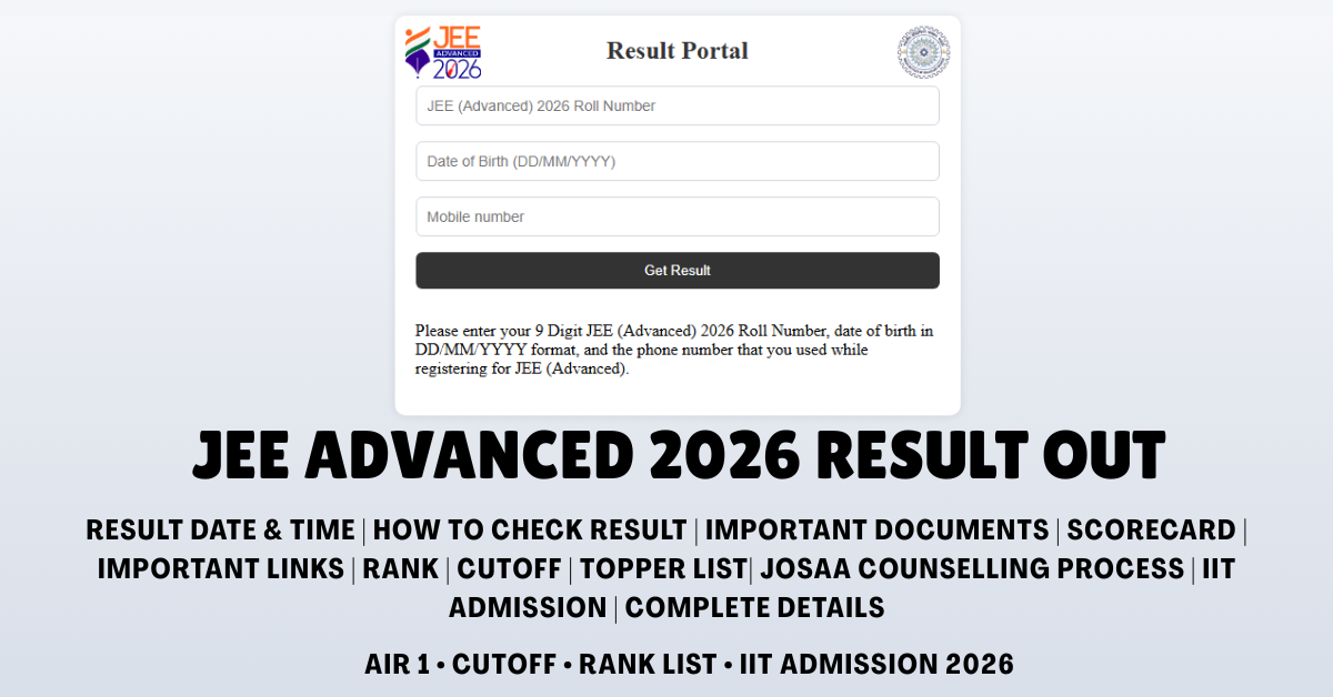 JEE Advanced 2026 Result Out